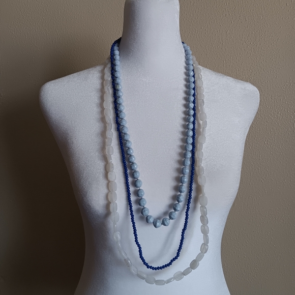 Vintage Ocean Inspired Necklace Lot Of 3 Beach Ocean Office Mermaid Blue Set - Picture 2 of 7